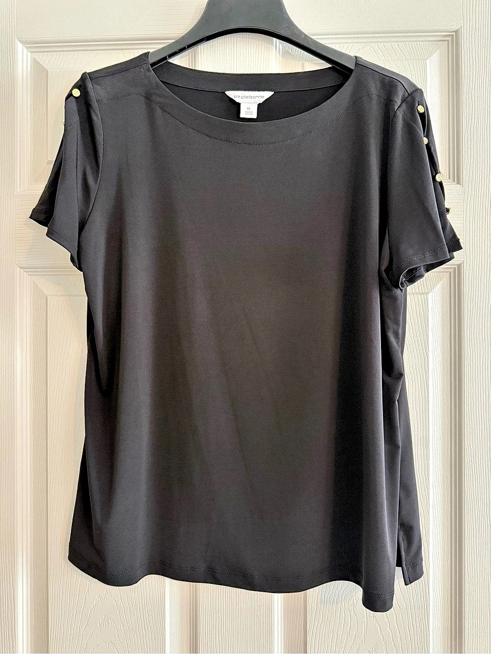 Liz Claiborne Women's Black Short Sleeve Top XL Like New